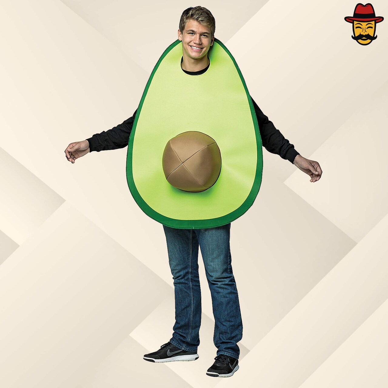 Avocado Adult Costume Funny Green Fruit Tunic with Seed Halloween Party Outfit